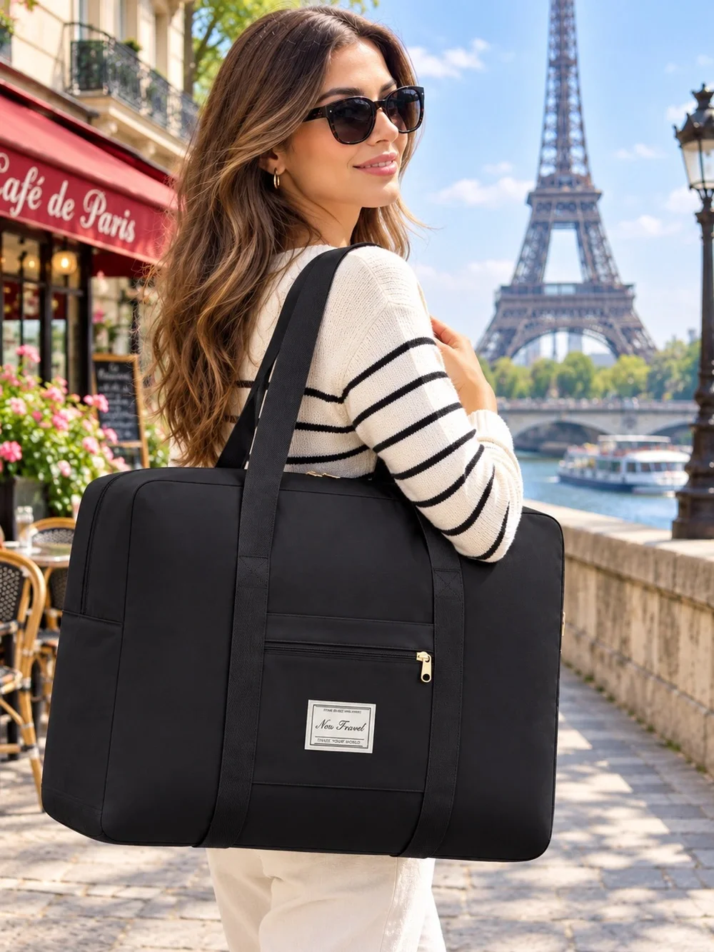 Black Travel Athletic Weekender Duffle Bag